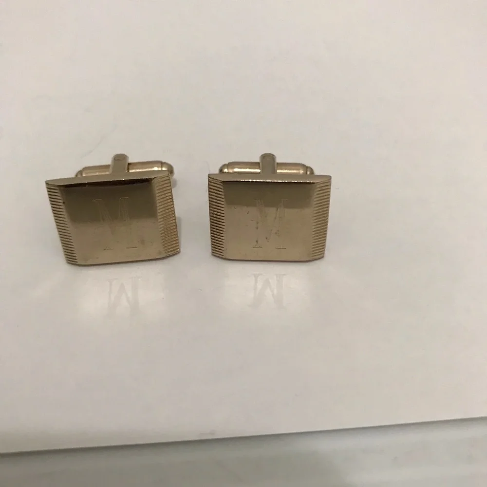 Elegant Silver and Gold Cufflinks Letter M Set